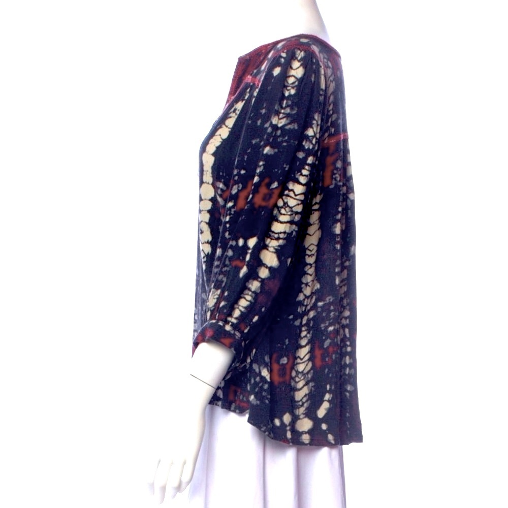 ba&sh Blue Tie-Dye Peasant Blouse with Red Embroidery - Picture 3 of 9